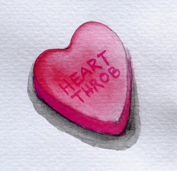 "Heart Throb" Conversation Heart illustration by Heather Hingst Bennett
